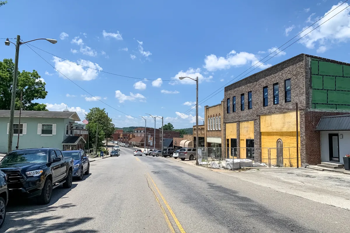 Old A.J. Highway running through downtown Jefferson City, TN.