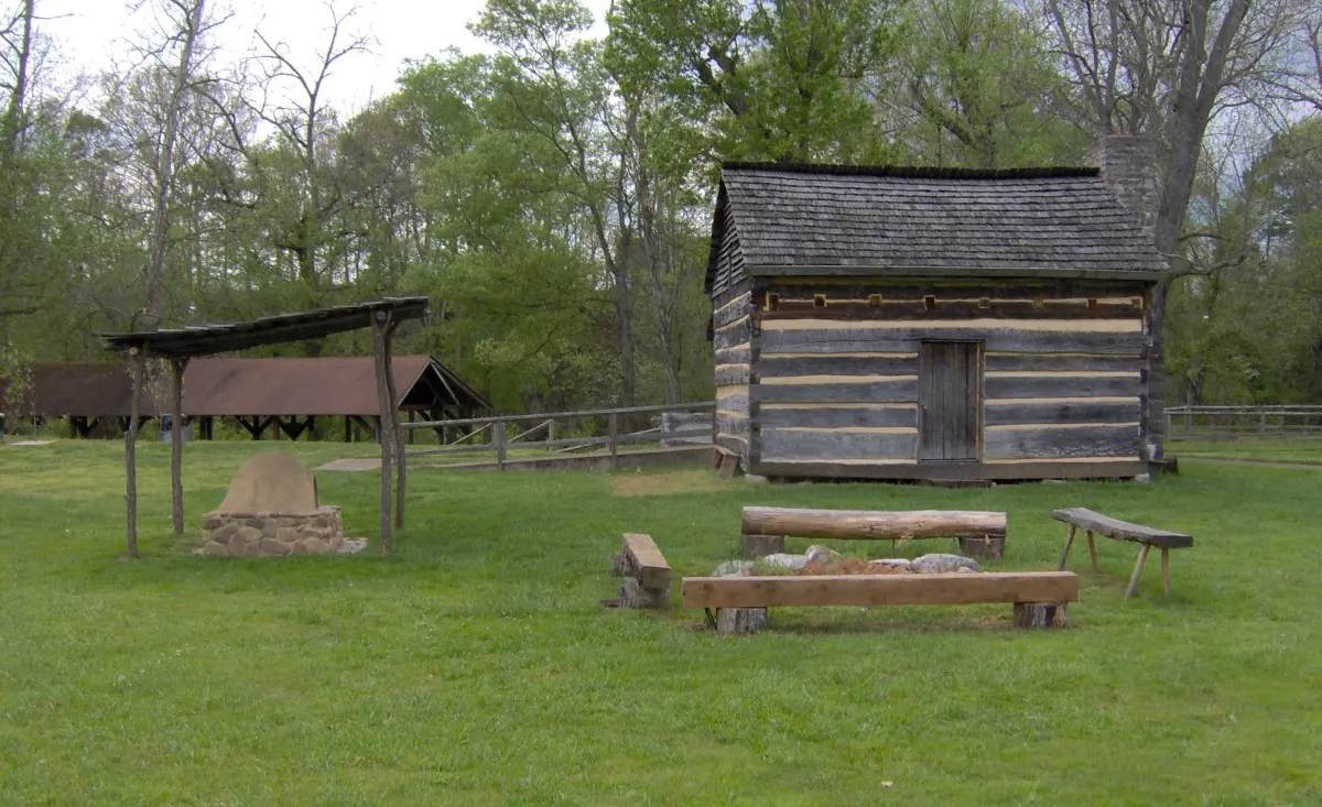 Replica of the Davy Crockett birth cabin at Davy Crockett Birthplace State Park near Limestone, TN.